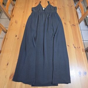 Black V-neck Flowy Summer Fairy Festival Maxi Dress With Pockets Size Medium